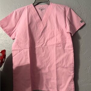 Butter-Soft Pink V-Neck Unisex Scrub Top